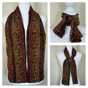 TRAVIS AYERS Silk Scarf Lightweight Elegant Multicolor One Size 100% Silk Scarf.